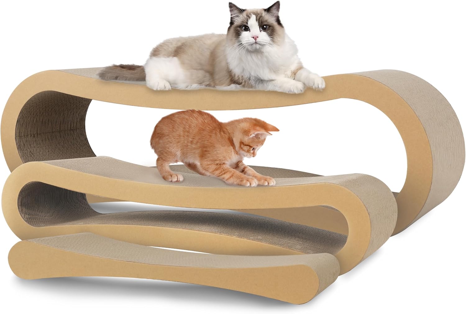 Fluffydream 3 in 1 Cat Scratcher Cardboard, Cat Scratching Board Furniture Prote...