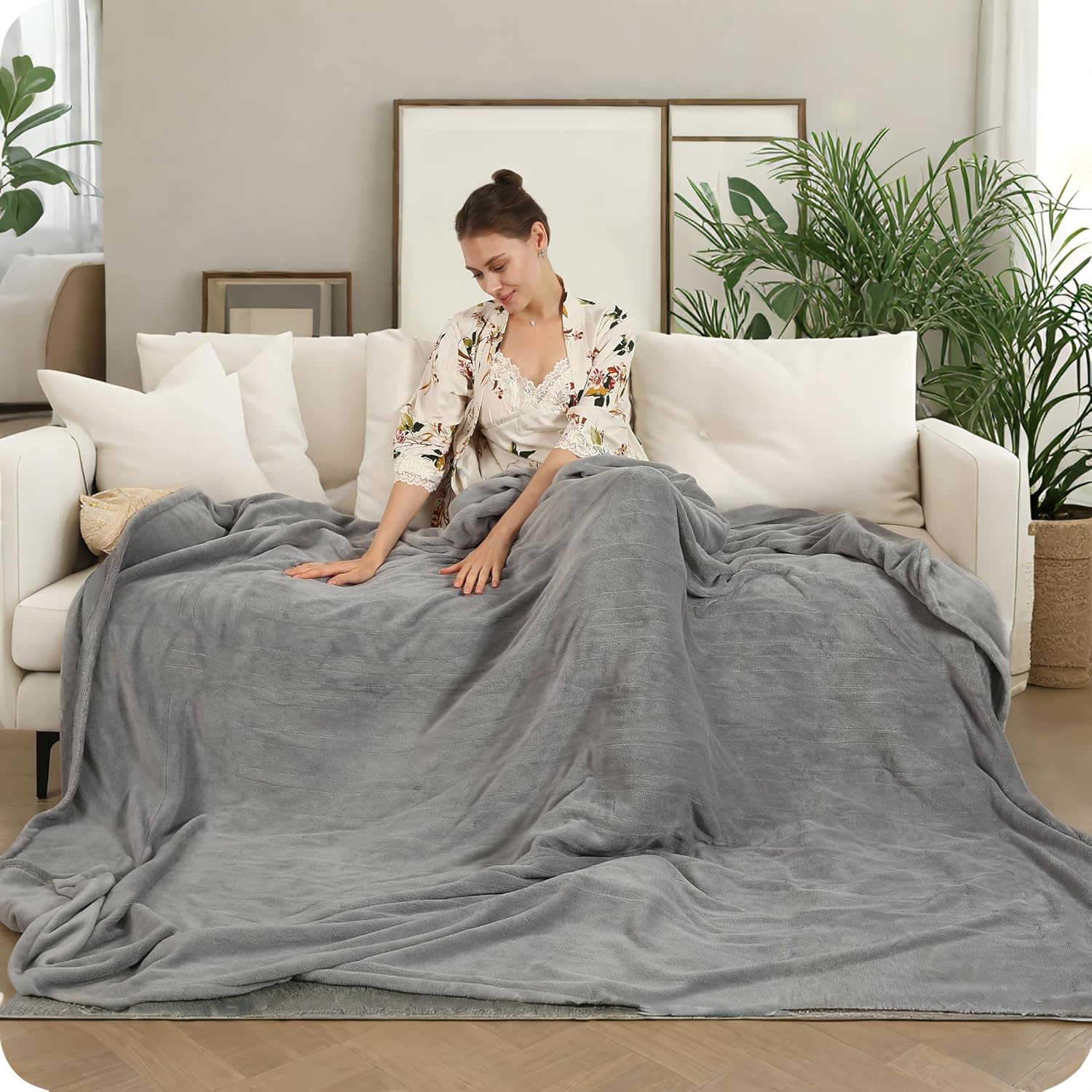 Electric Heated Blanket 72"x84" Full Size with 4 Heating Levels and 10 Hours Aut...