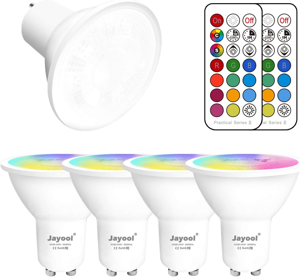 Jayool GU10 LED Bulbs, Dimmable 5W Colour Changing Spot Light Bullb with Remote,...