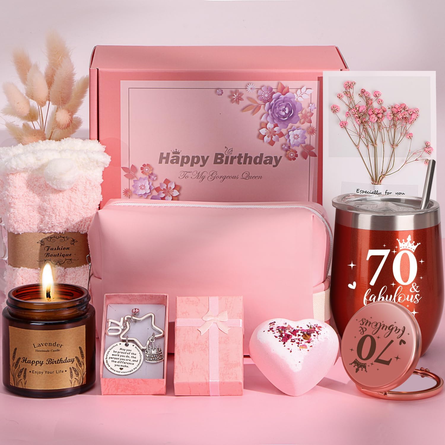 70th Birthday Gifts for Women, Personalised Birthday Hampers for Her Turning 70,...