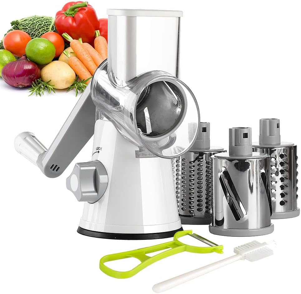 Ourokhome Rotary Cheese Grater Hand Crank, Kitchen Shredder Speed Mandolin Slice...