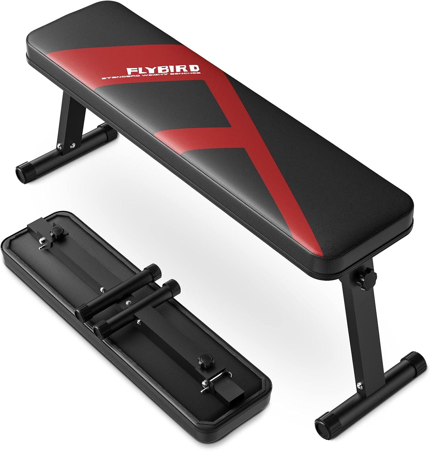FLYBIRD Flat Bench, Foldable Flat Weight Bench Easy Assembly for Strength Traini...