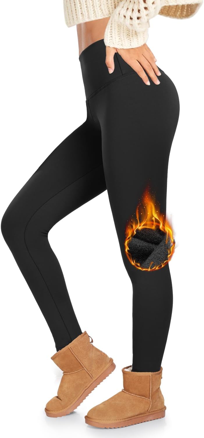 ACTINPUT Fleece Lined Leggings Women High Waist Thick Thermal Leggings Winter Wa...