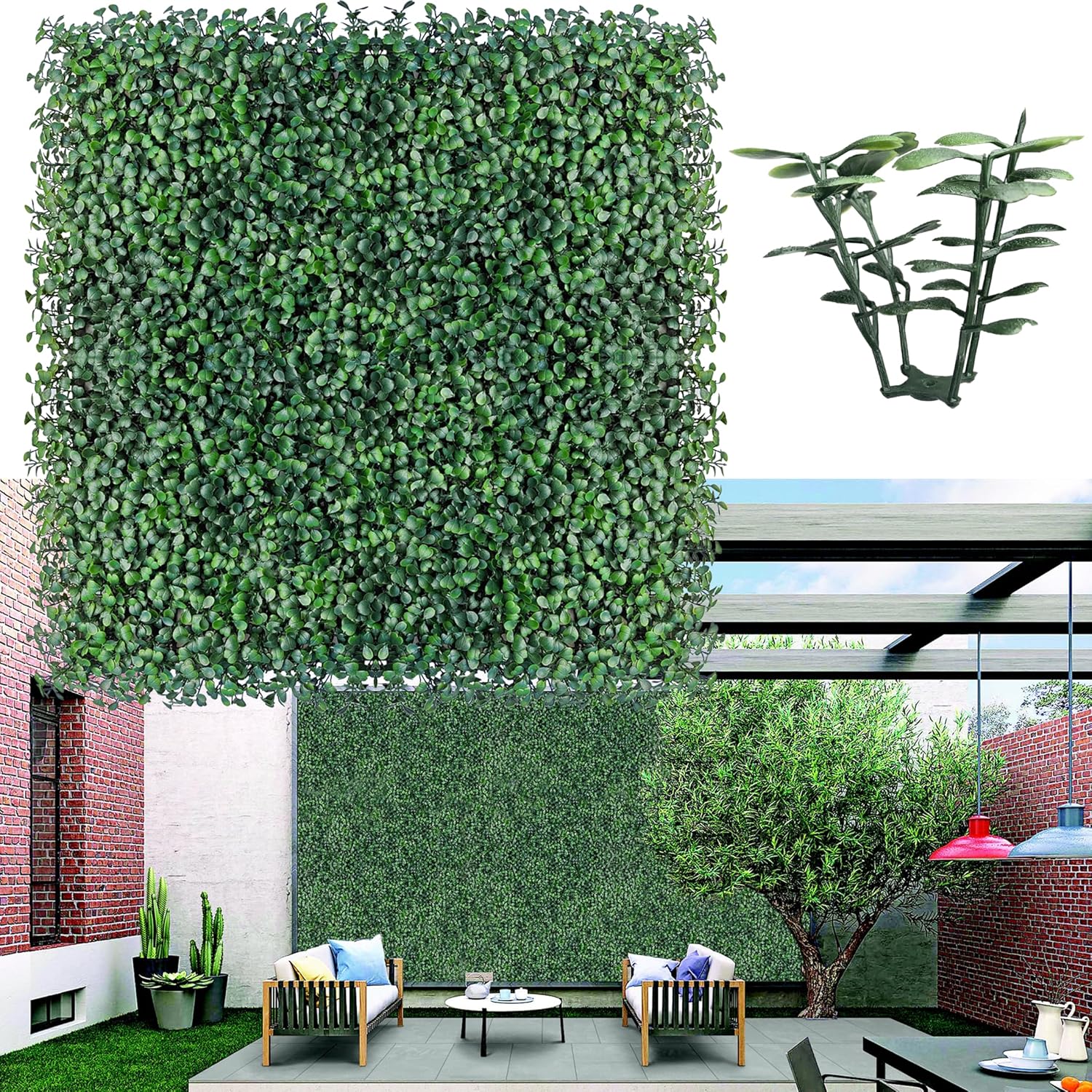 Artificial Boxwood Hedge Wall Panels,20 X 20 in 26P UV-Anti More Dense Greenery...