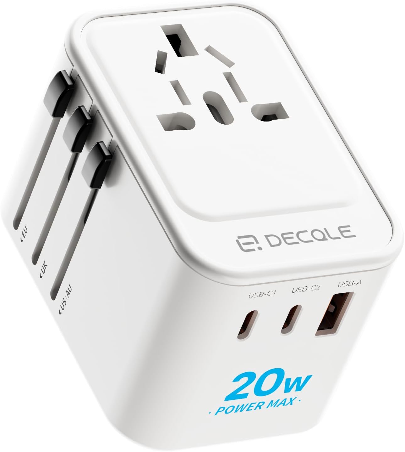 Universal Travel Adapter, International Travel Plug Adapter with 2 USB-C(PD 20W)...