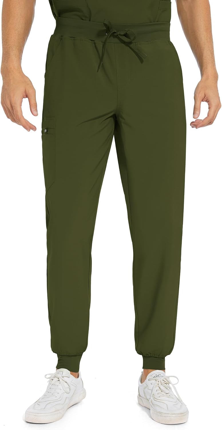 COZYFIT Scrub Pants for Men - Slim Jogger Pants with 5 Pockets, Yoga Waistband,...
