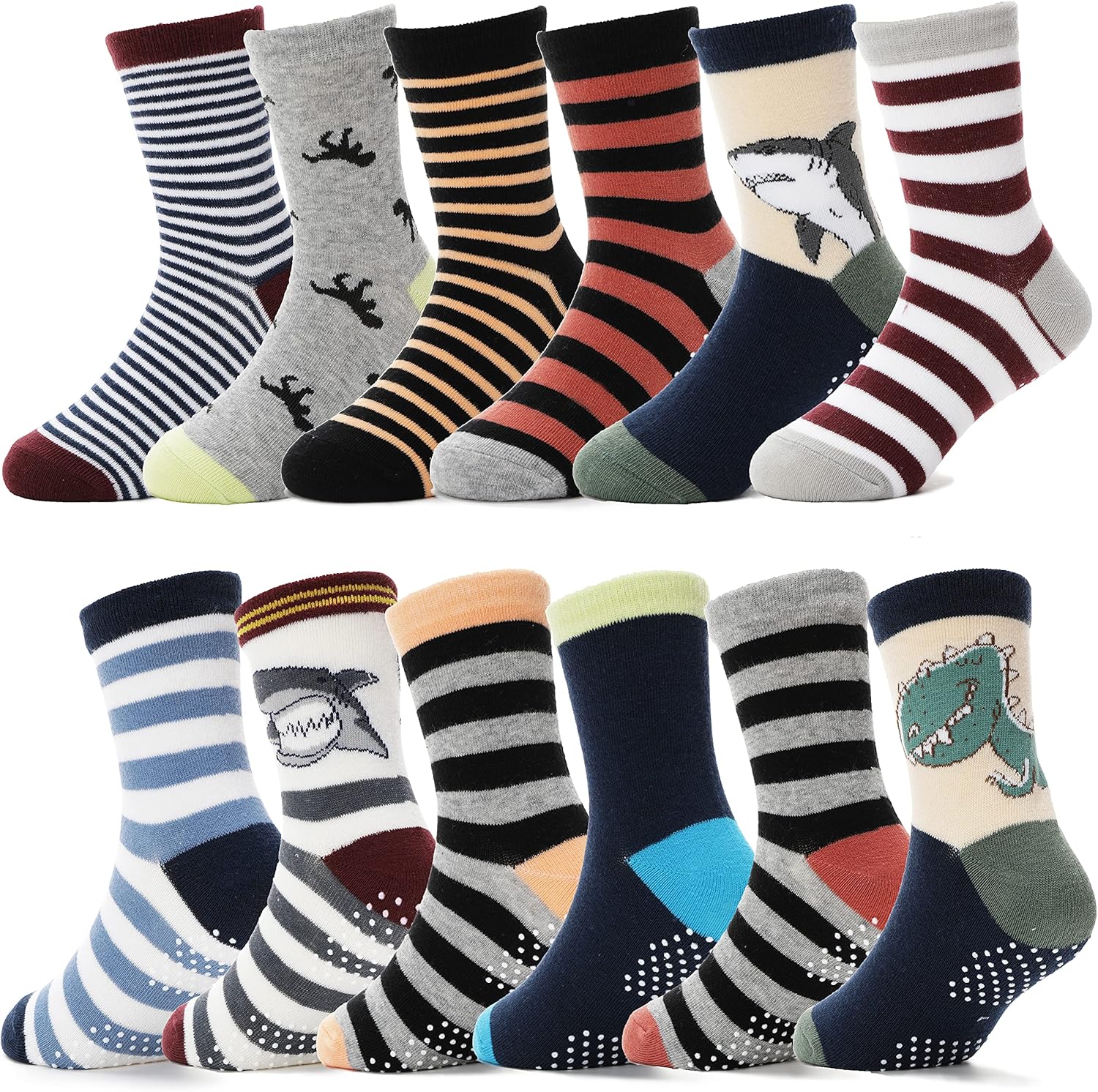 ANTSANG Baby Boys Grips Socks Kids Toddlers Infants Non Slip/Anti Skid Crew Cott...