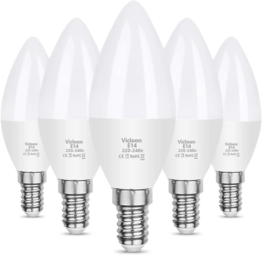 Vicloon E14 LED Candle Bulbs, 5 Pcs 5.5W C37 E14 LED Bulbs, 40W Incandescent Bul...