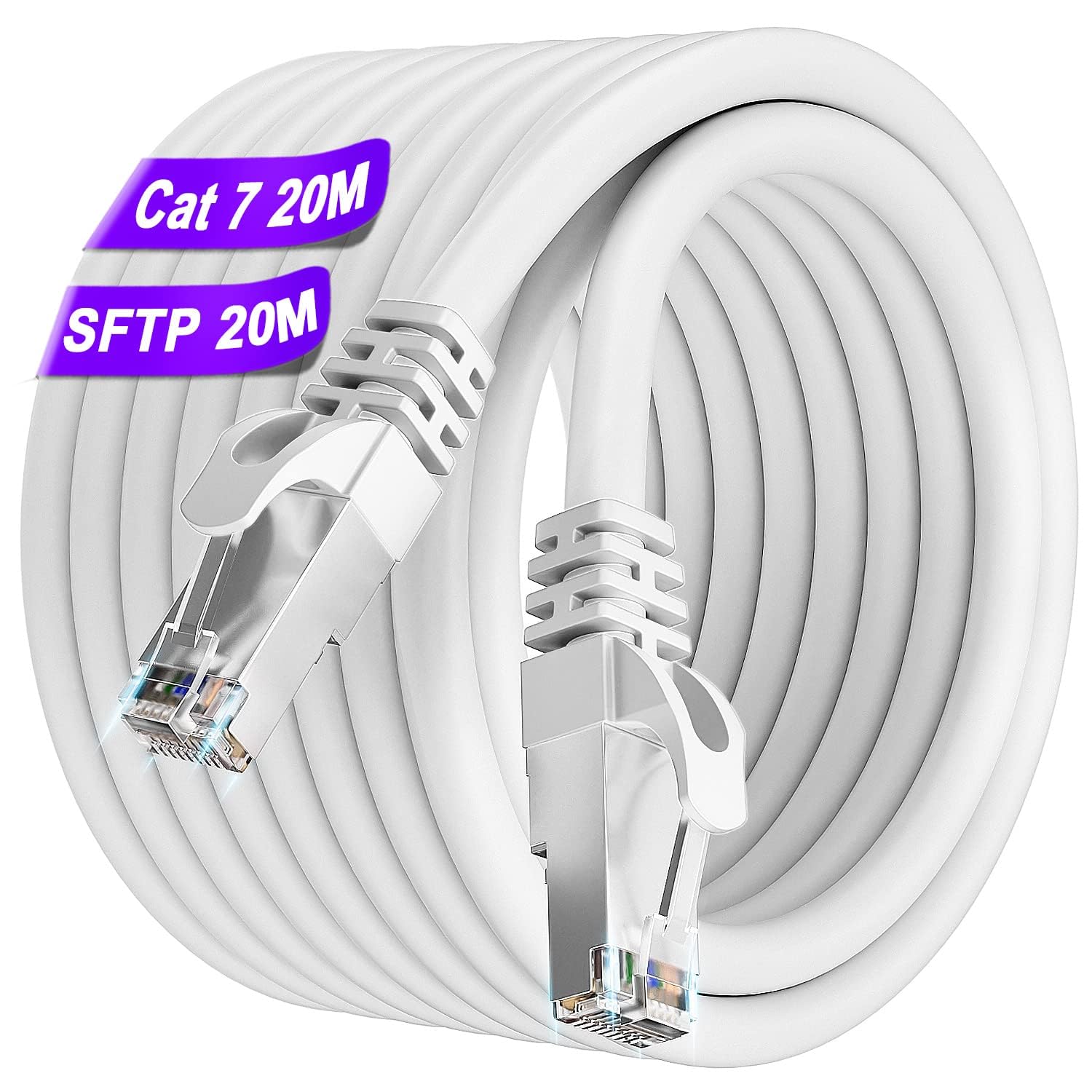 Ethernet Cable 20m, Cat 7 Internet Cable 20m High Speed Wifi Cable SFTP Shielded...