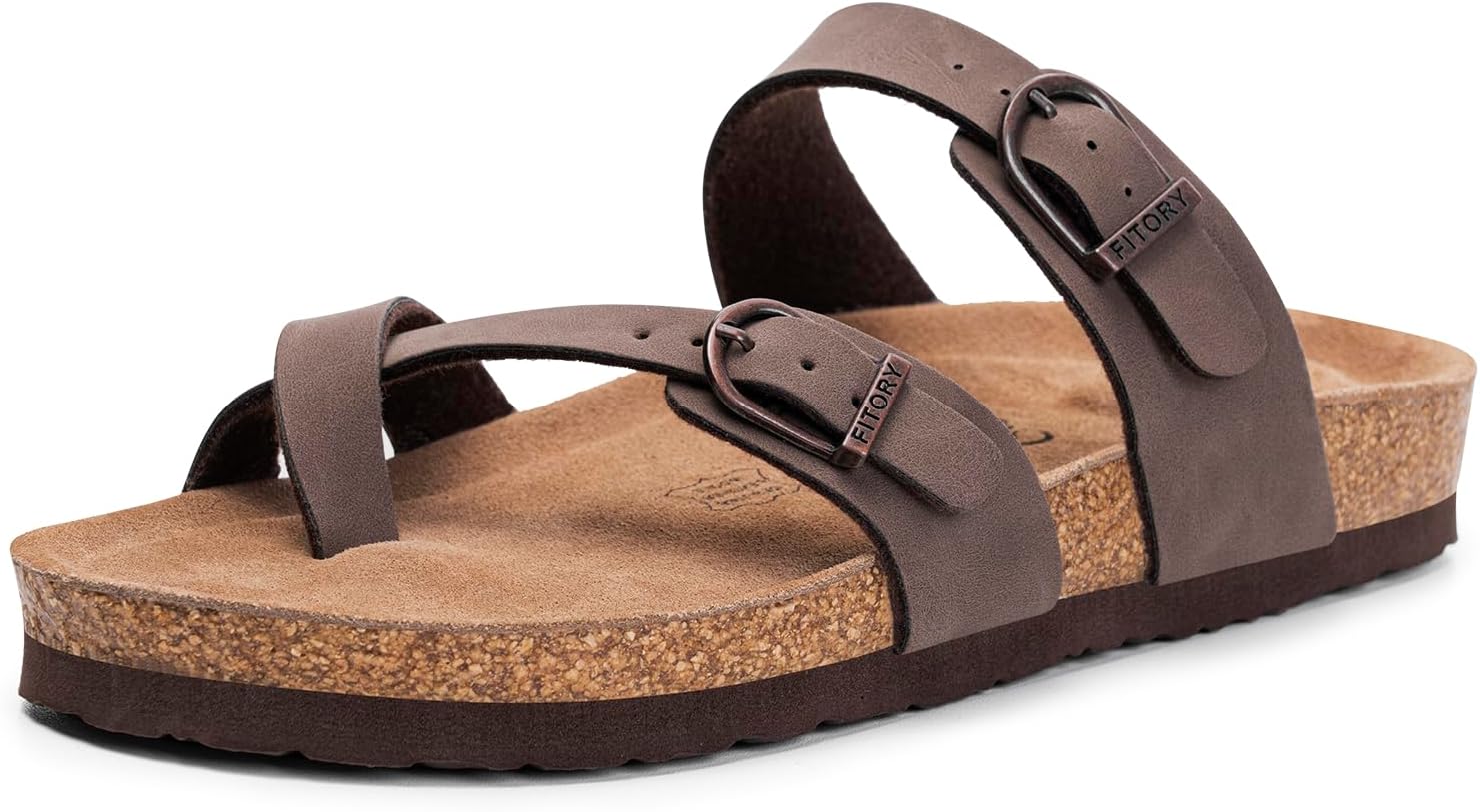 FITORY Women's Slide Sandals with Soft Cork Footbed, Comfort Arch Support Flat S...
