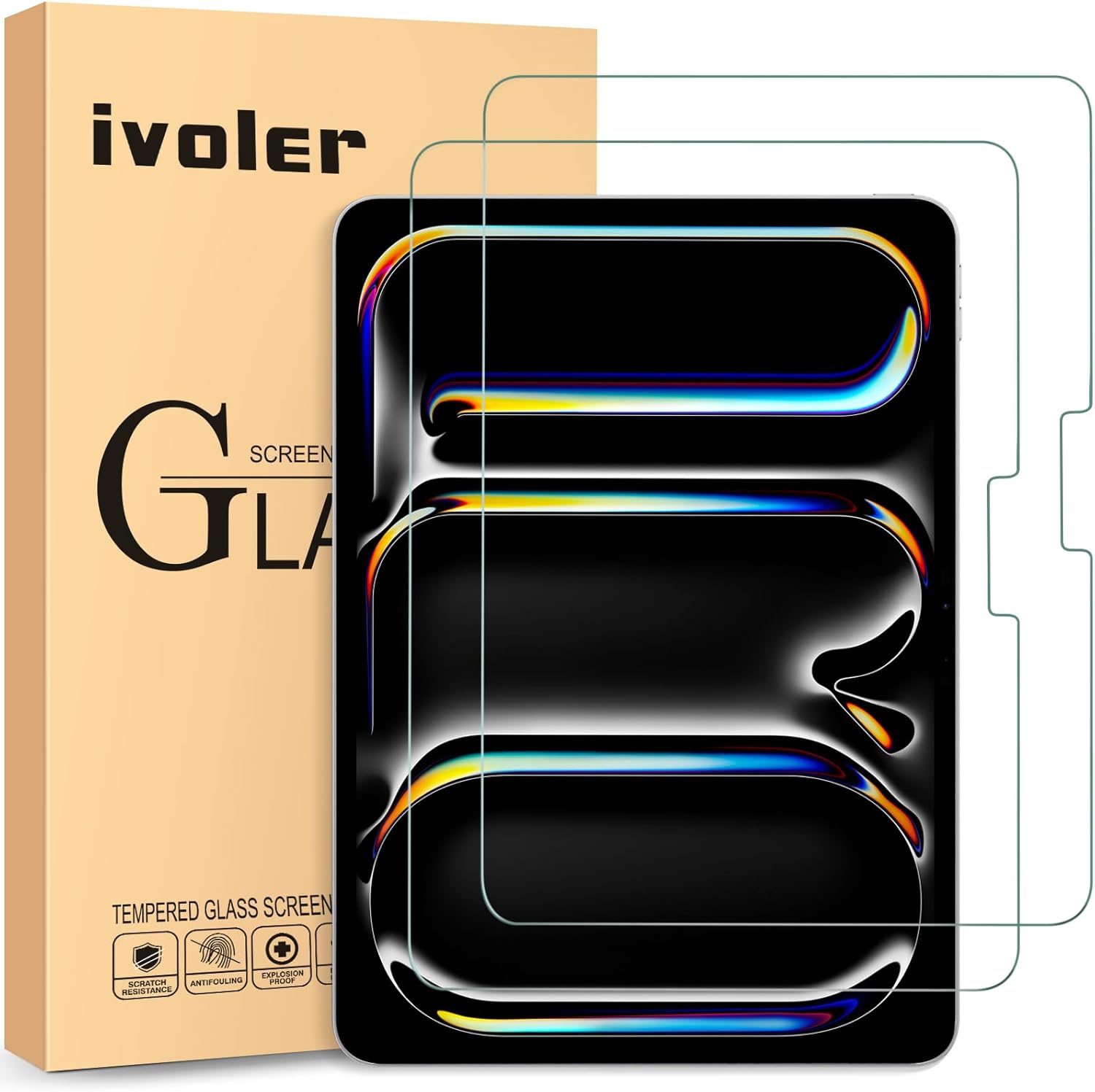 ivoler Screen Protector for Apple iPad Pro 11 Inch 2024 M4, [2-Pack] Premium Tem...