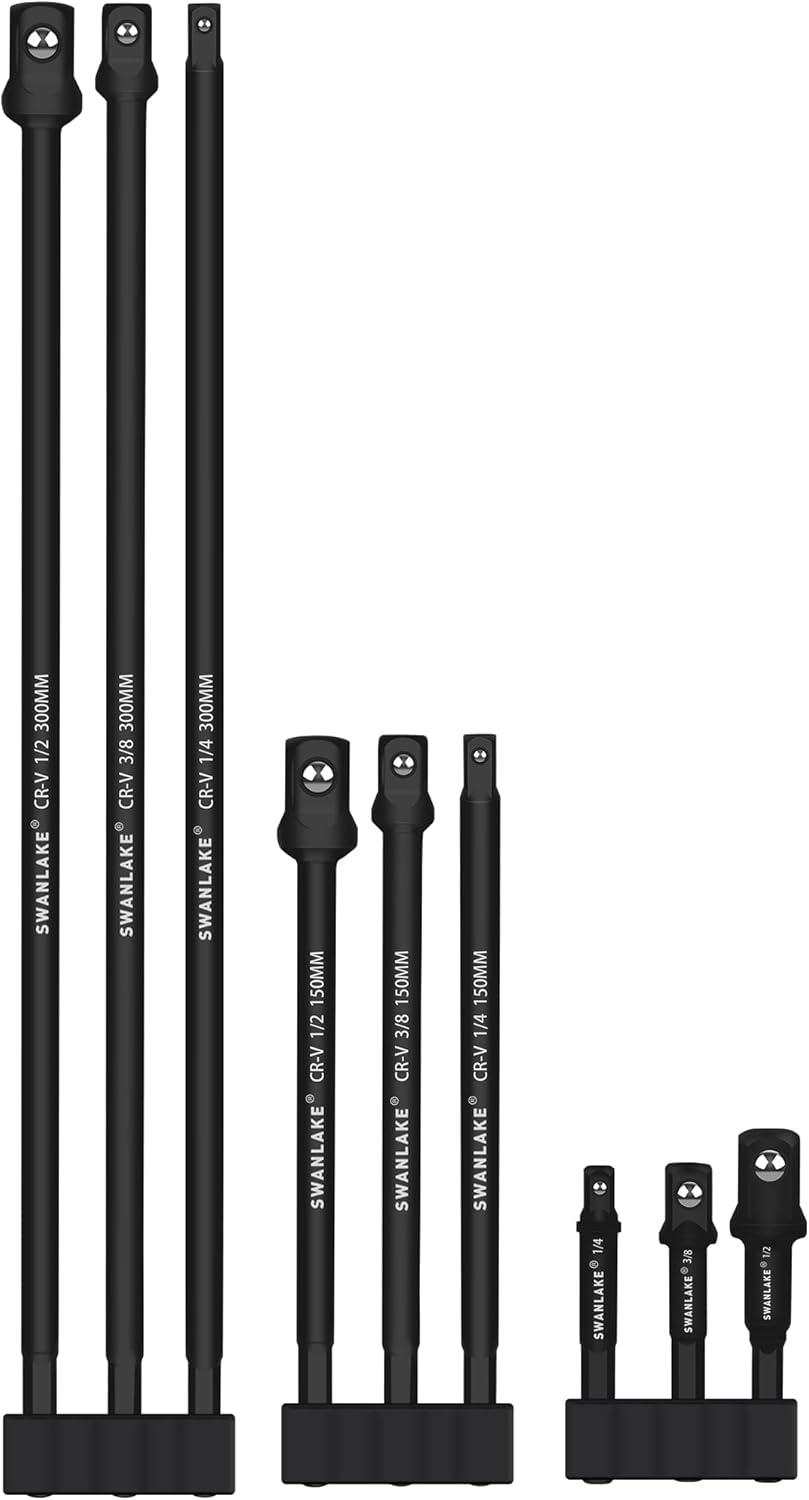 SWANLAKE 9-Piece Socket Sets, 3-Inch 6-Inch and 12-Inch Hex Shank Impact Driver...