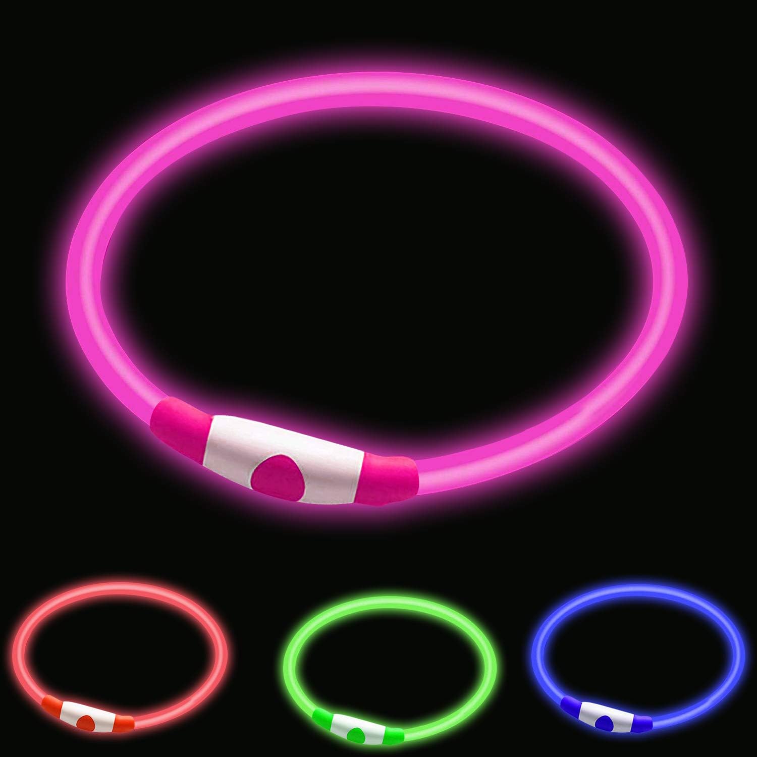 LED Dog Collar,Glow Light Collar for Dogs,Ultra Bright USB Rechargeable Cut to F...