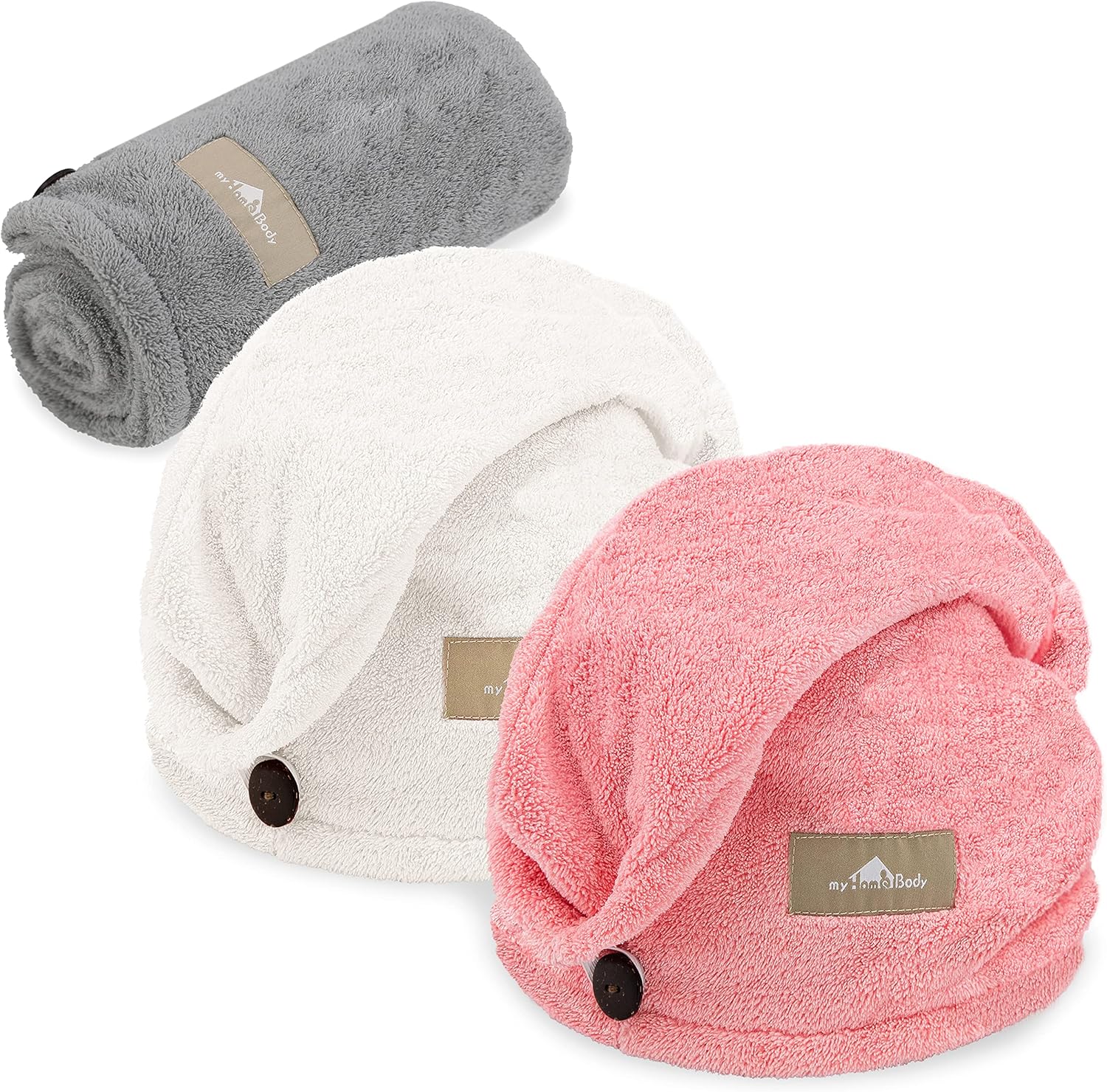 myHomeBody Microfiber Hair Towel Wrap For Quick Dr...