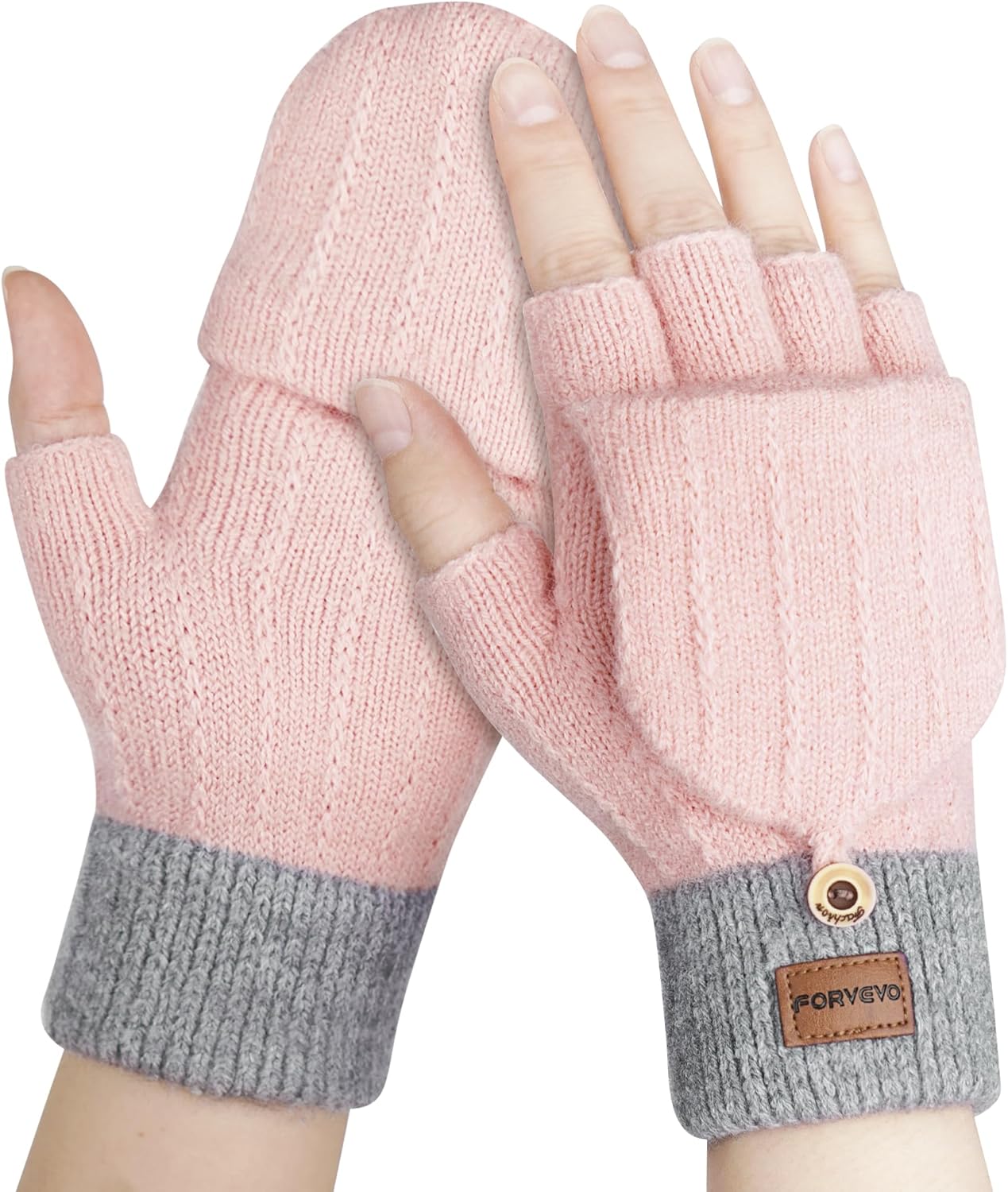 FORVEVO Thermal Winter Gloves Women, Touch Screen & Fingerless Gloves for Runnin...