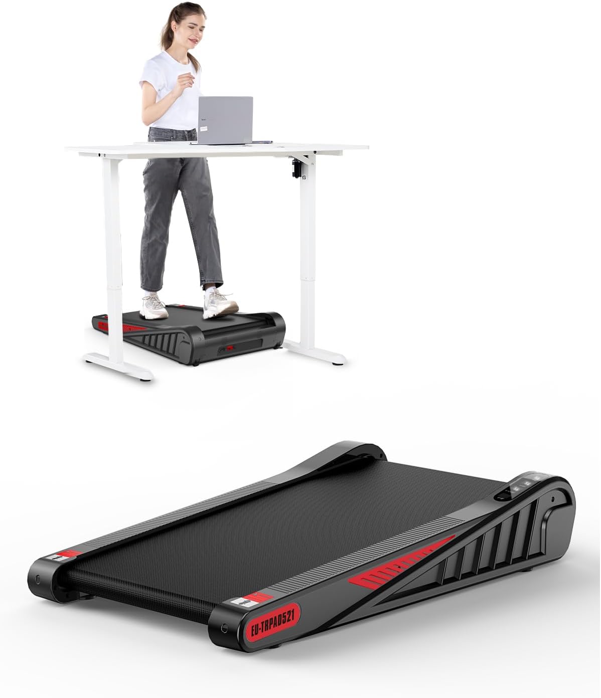 HomeFitnessCode Walking Pad 2.5HP, Under Desk Treadmill with 5% Incline, APP & R...