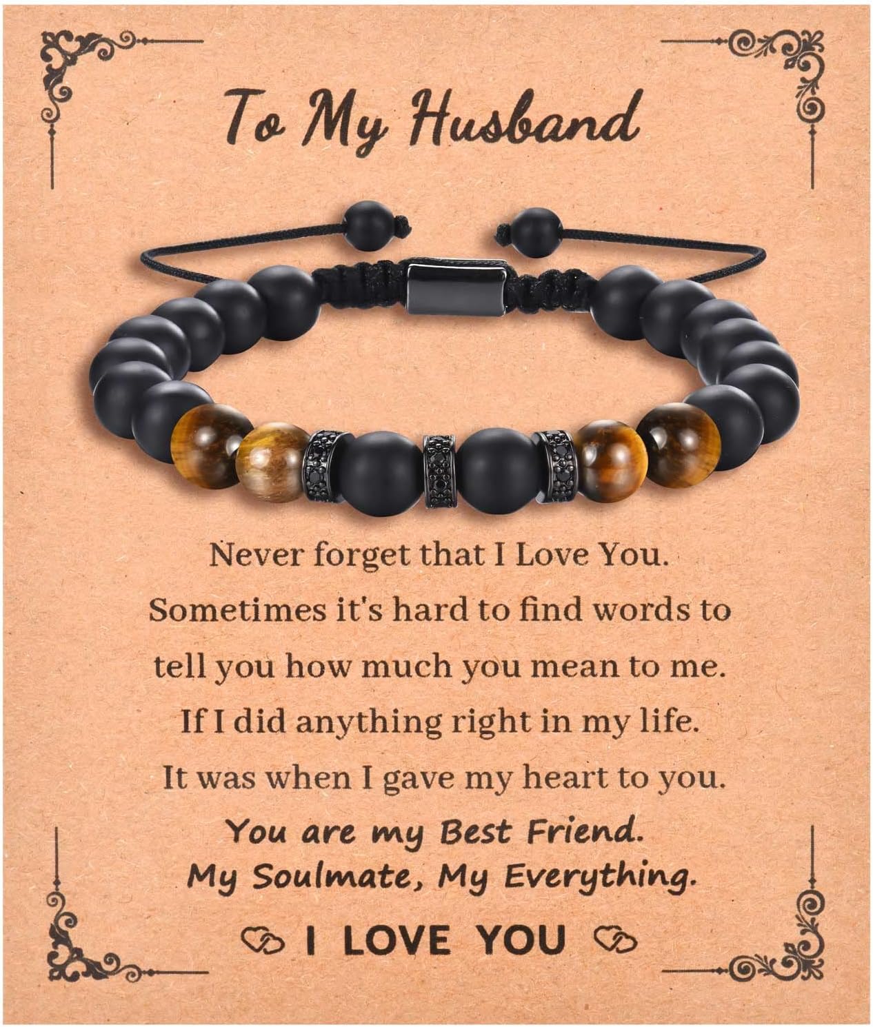KORAS Gifts for Men Boys, Boyfriend Husband Bracelet Tiger Eye Bracelet for Dad...