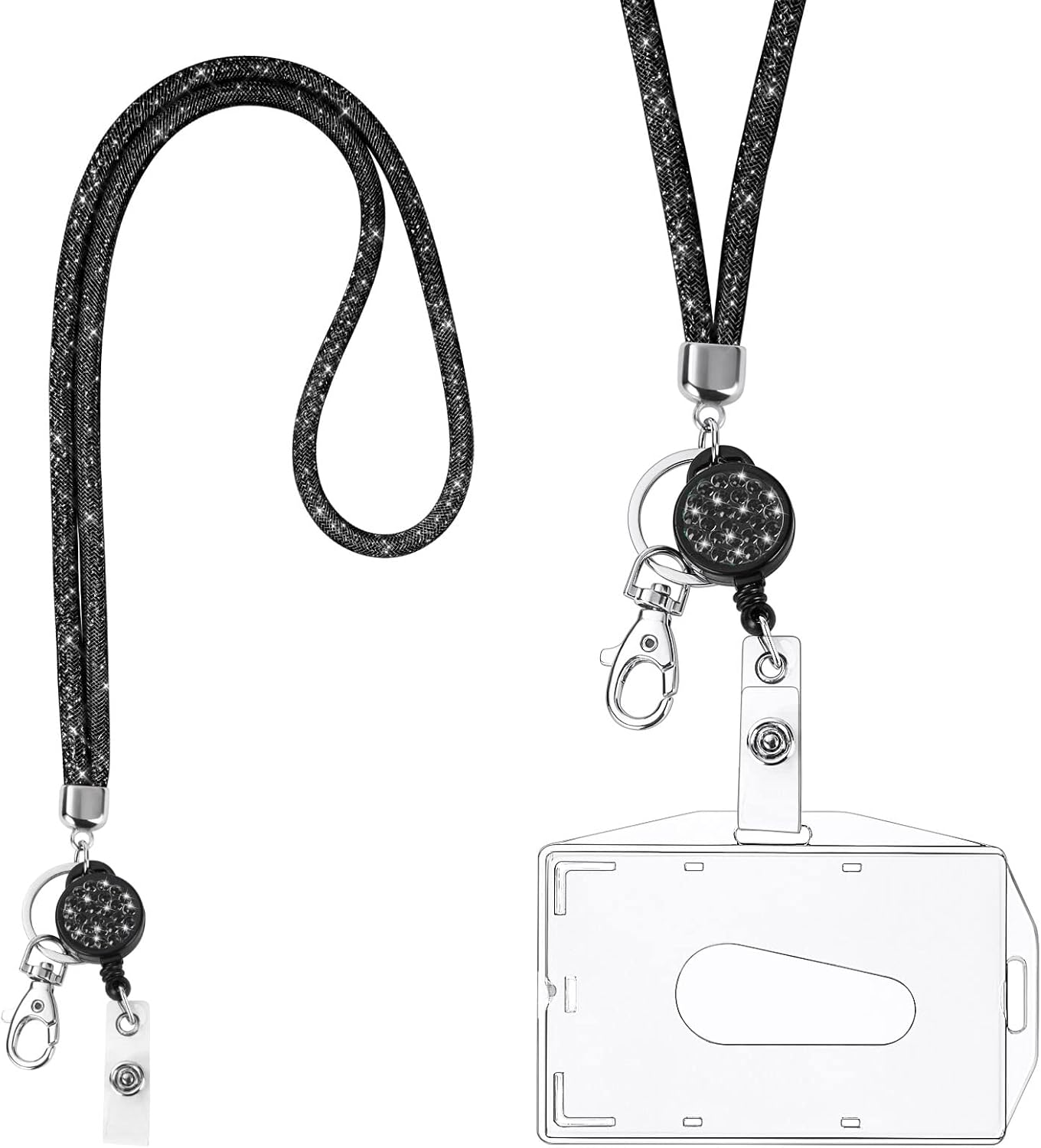 Vicloon Card Holder with Lanyard, Crystal Lanyard with Transparent ID Card Holde...
