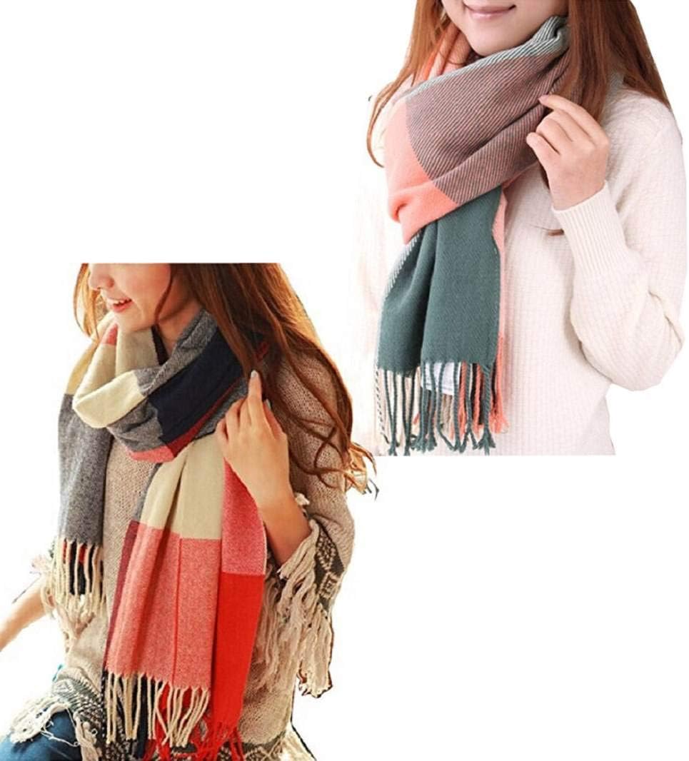 heekpek Winter Long Soft Warm Tartan Check Scarves Wraps for women Wool Spinning...