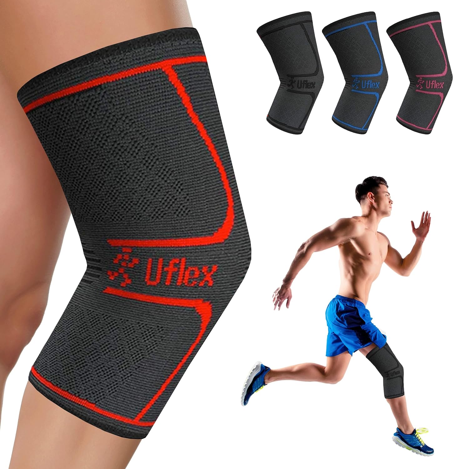 Uflex Athletics Knee Support Brace 2 Pack, Knee Support for Women and Men, Knee...