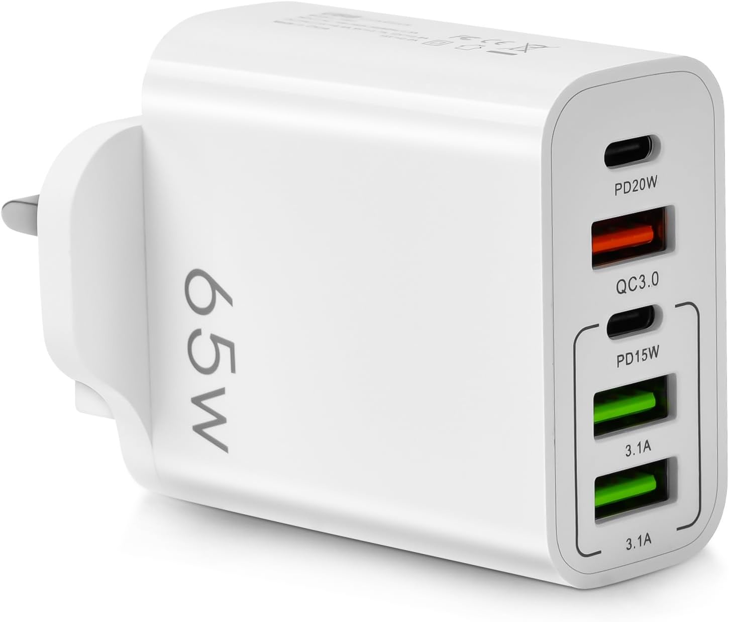 AXFEE Multi USB C Plug, 3-Port 65W USB Fast Charger Plug and 2-Port USB C PD Pow...