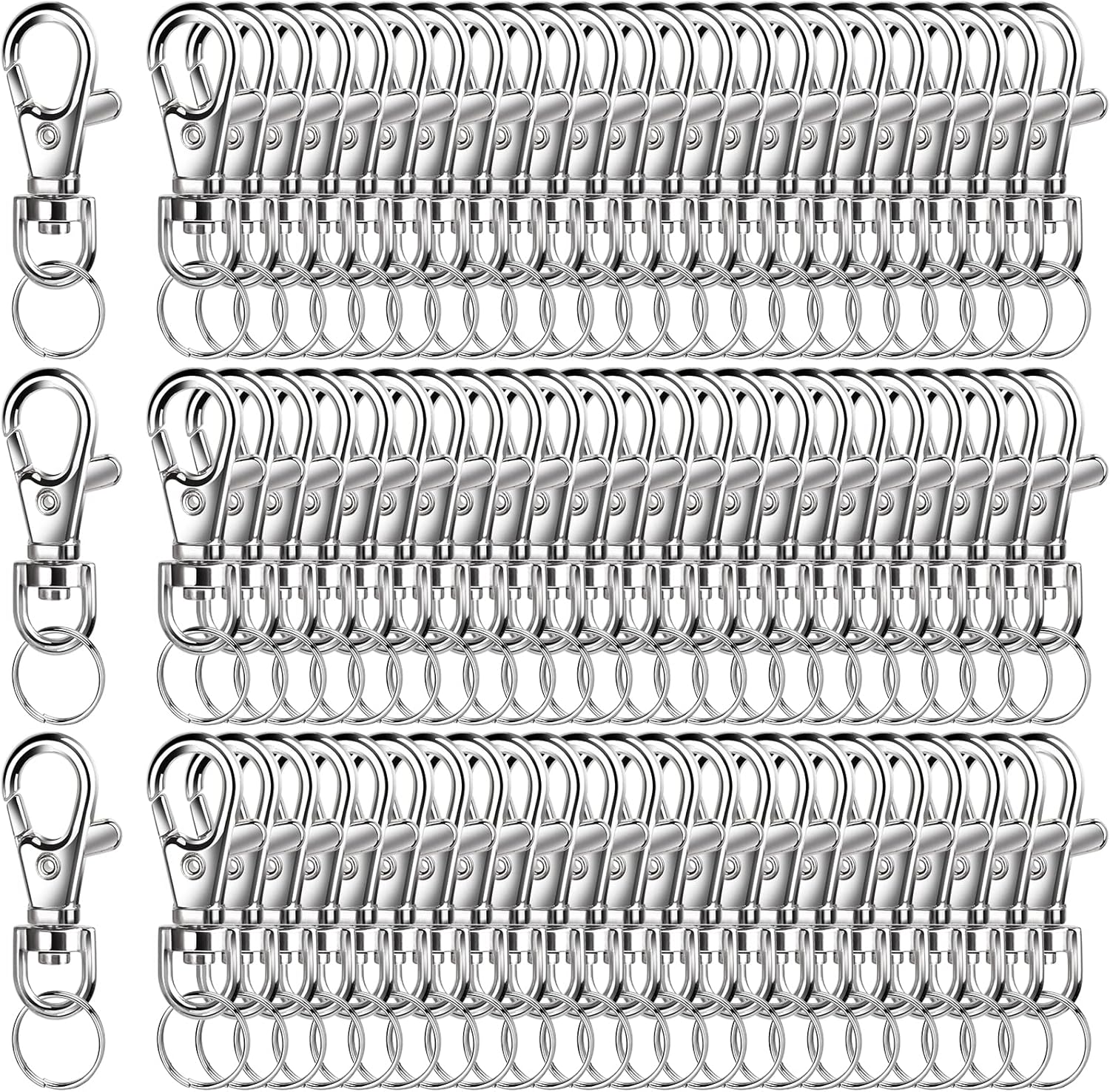 LEOBRO 240Pcs Lobster Clasps and Key Ring, 120PCS Lobster Clasps and 120PCS Key...