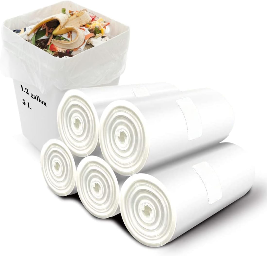 Biodegradable Bin Bags 120Pcs, 6 Liter Small Bin L...