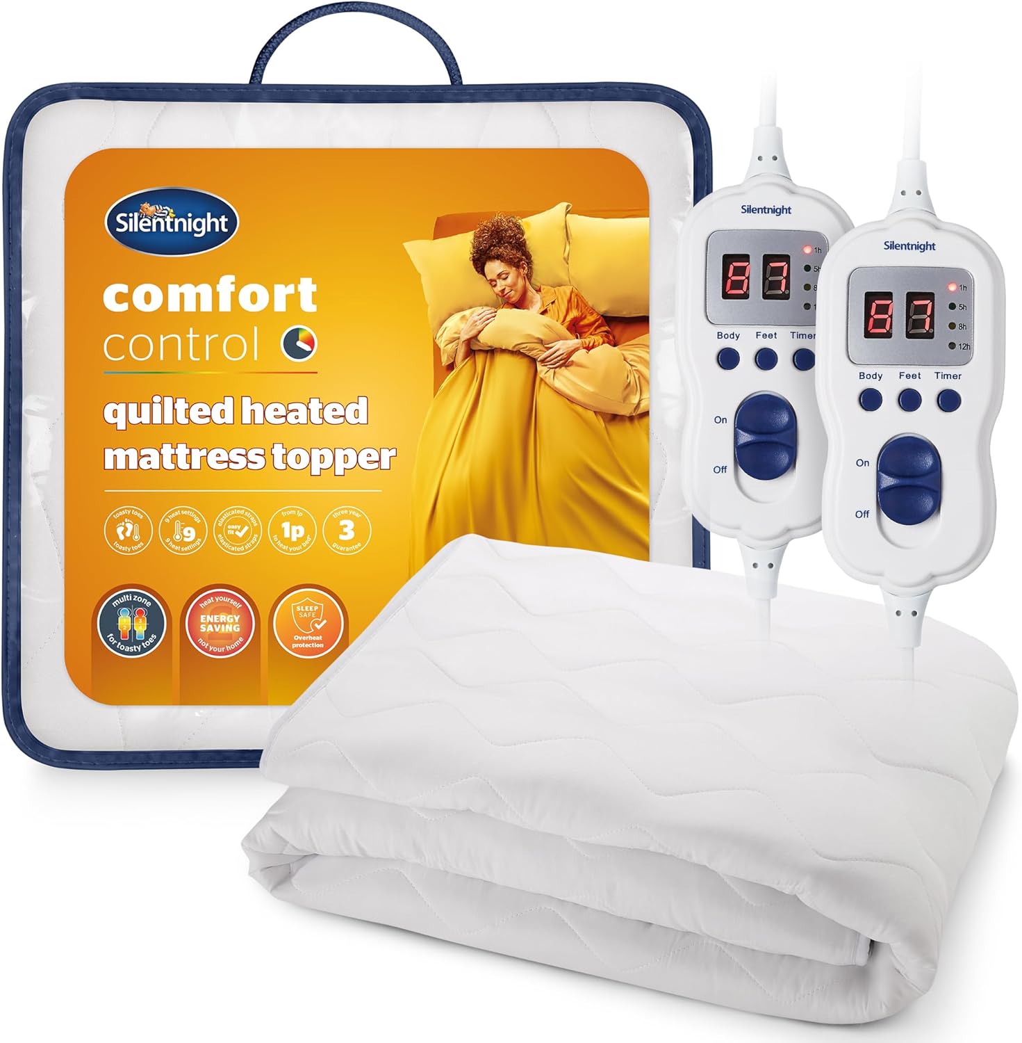 Silentnight Multi-Zone Electric Blanket Mattress Topper King – Heating Pad with...