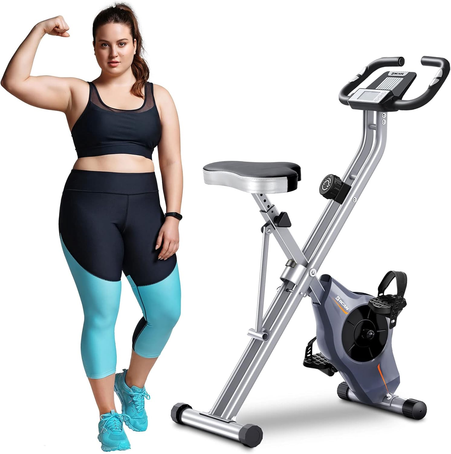 BCAN Folding Exercise Bike for Heavy People,Foldable Exercise Bike with 8 Levels...