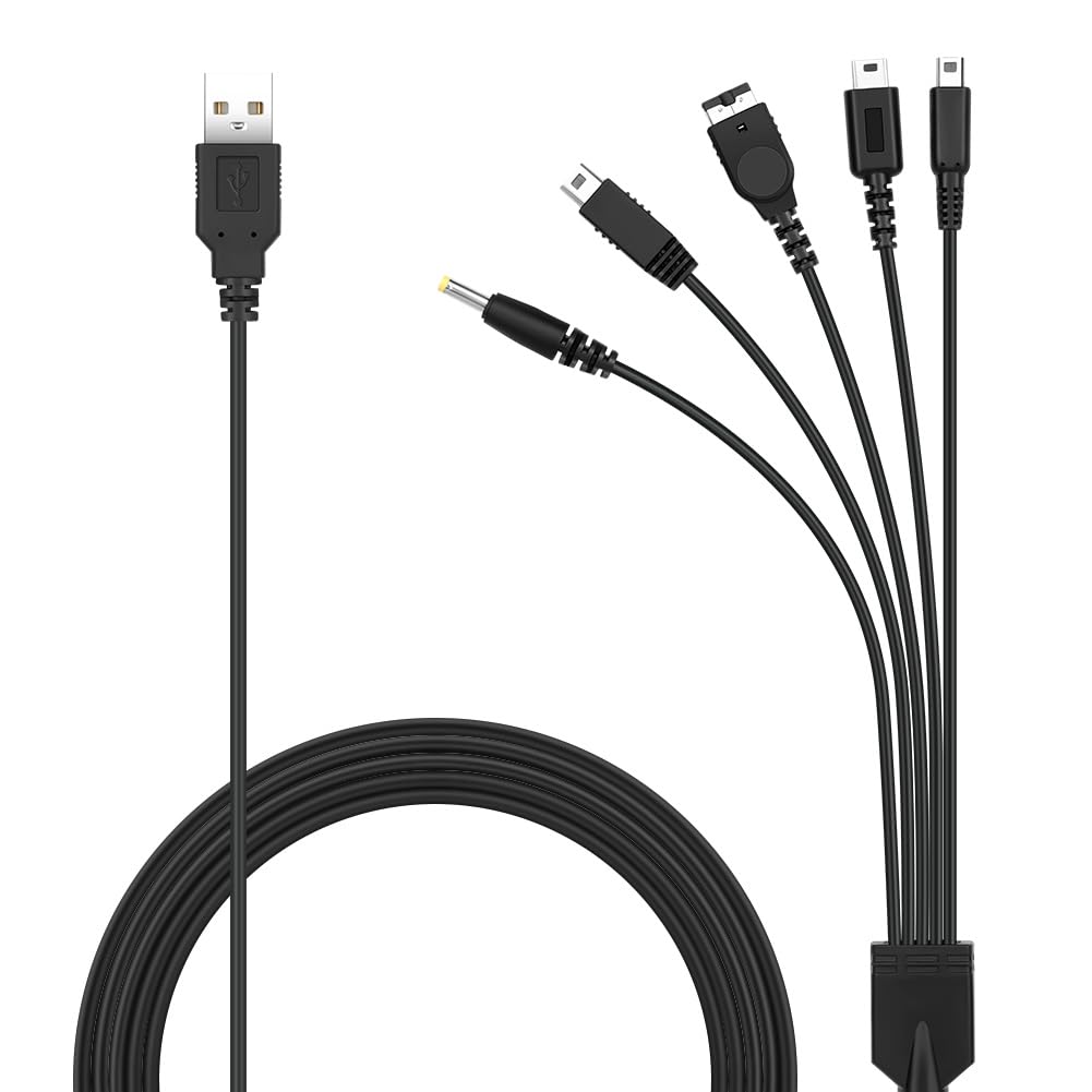 AXFEE 5 in 1 Charger Cable for Nintendo DS Lite, 1.2M Charging Cable for Nintend...
