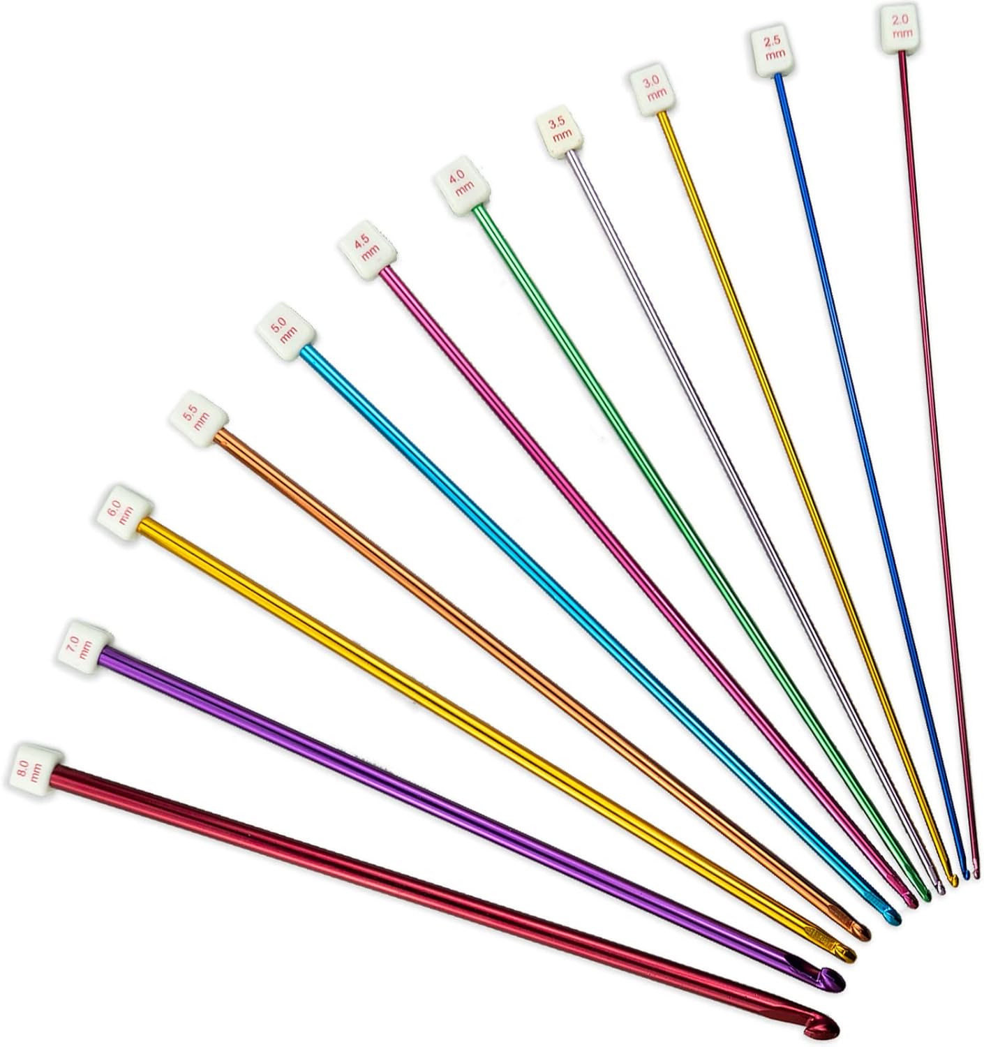 11PCS Crochet Hook Set, Tunisian Afghan Knitting Hook Needle Set Colorful Alumin...