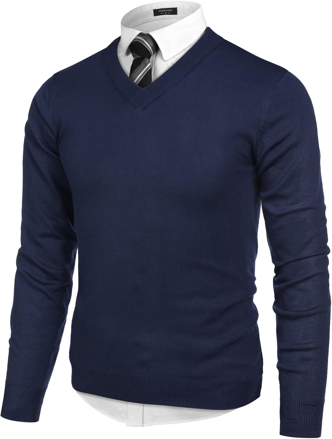 COOFANDY Mens V Neck Dress Sweater Long Sleeve Slim Fit Fashion Pullover Sweater...