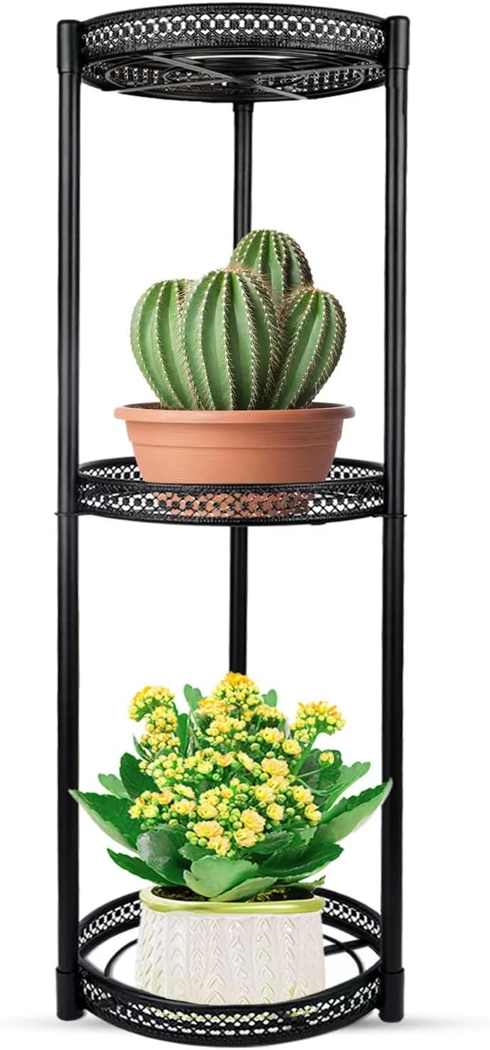 Extra Wide 10.2" Metal Plant Stand Indoor Outdoor, 3 Tier Tall Corner Plant Stan...