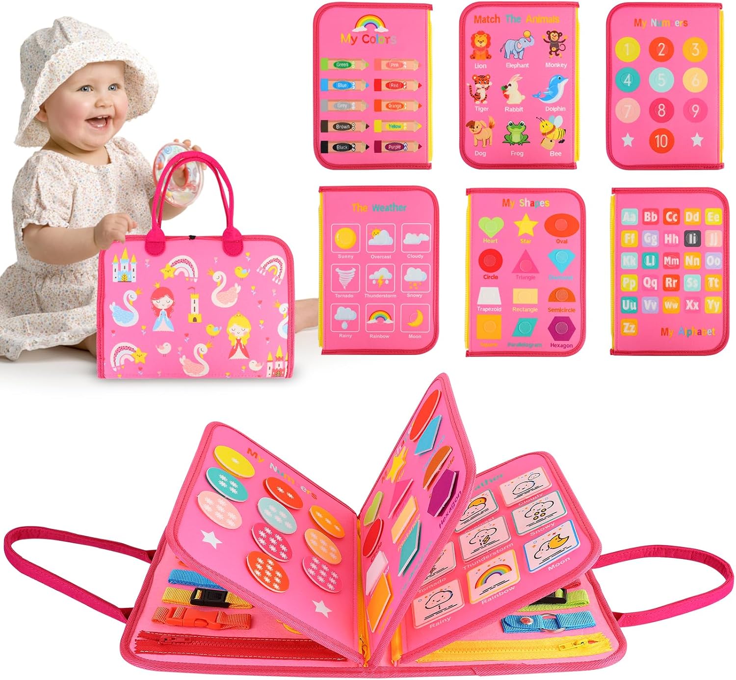 HOMELYLIFE Busy Board for Toddlers, 21 IN 1 Sensory Board Montessori Toys for 1...