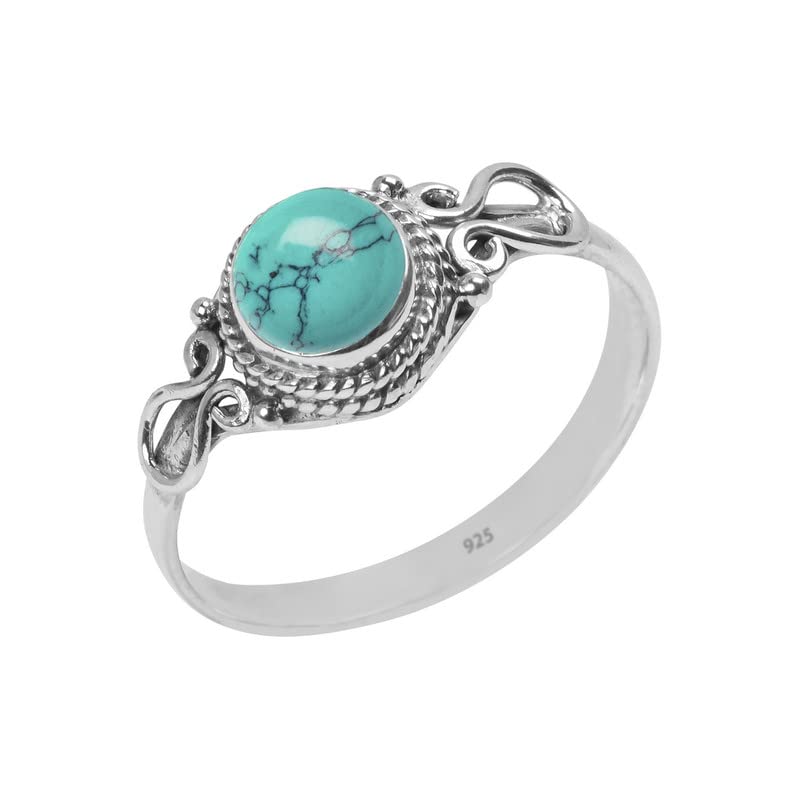 Turquoise Stone Ring, Handmade 925 Sterling Silver Rings for Women Girls, Natura...