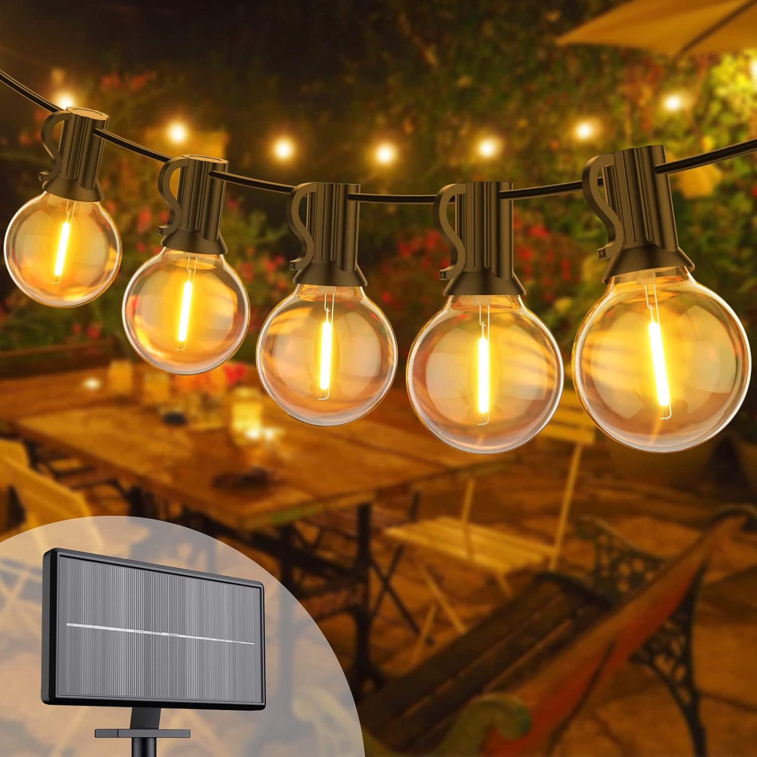 Solar Lights Outdoor Garden, 15M/50FT Outdoor String Lights with 3 Modes, Waterp...