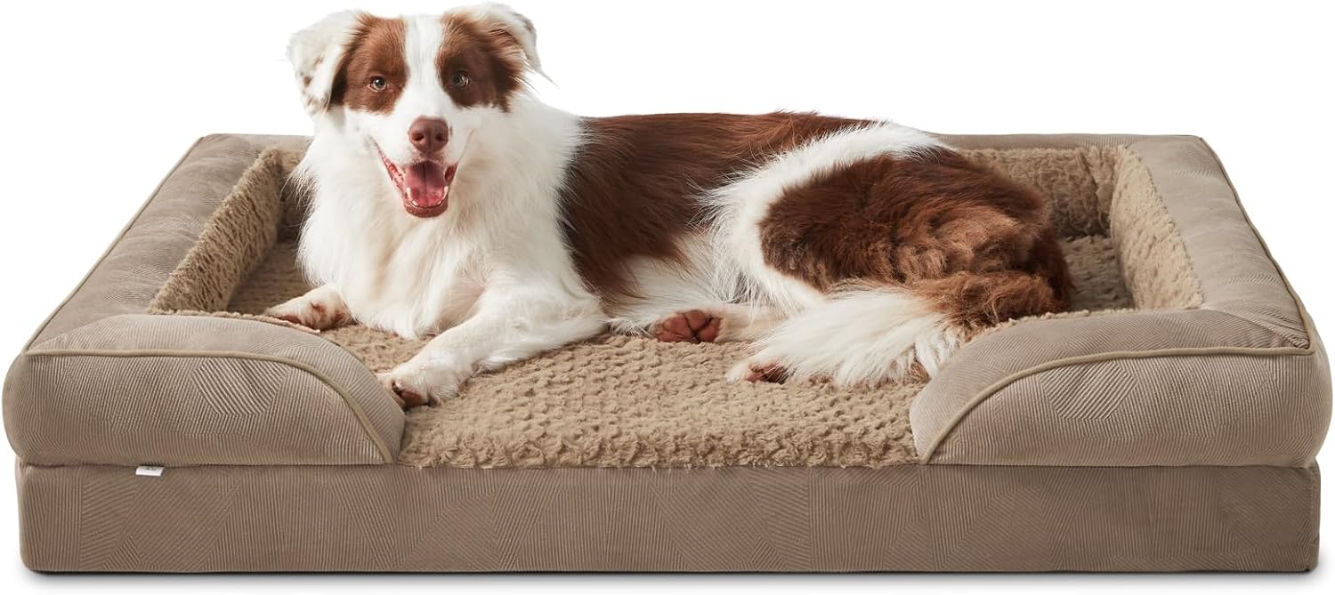 JOEJOY Large Dog Bed, Orthopedic Memory Foam Dog Beds, Washable Pet Bed, Brown,...
