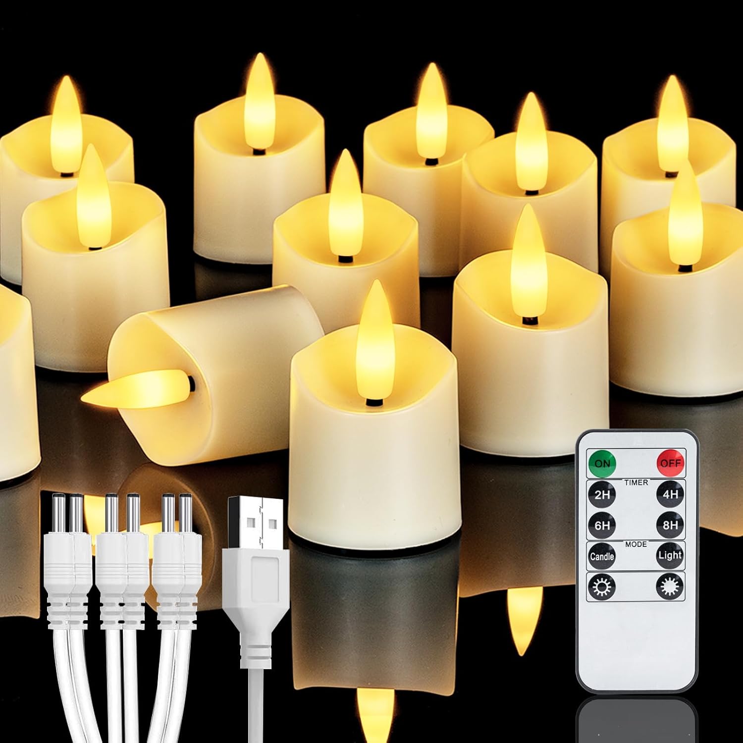 Homemory Rechargeable Flameless Candles, 2/4/6/8H Timer LED Votive Candles, 6 PC...