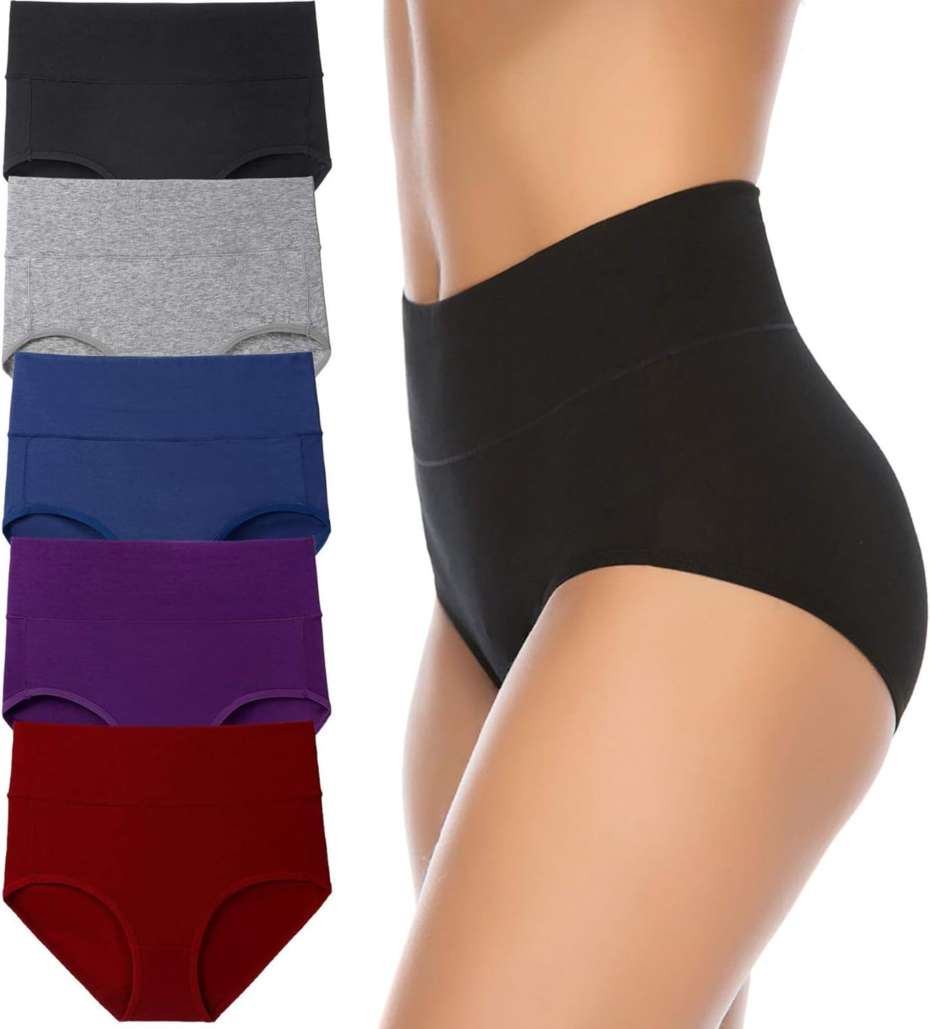 Annenmy Women's High Waist Cotton Underwear Soft Brief Panties Regular and Plus...