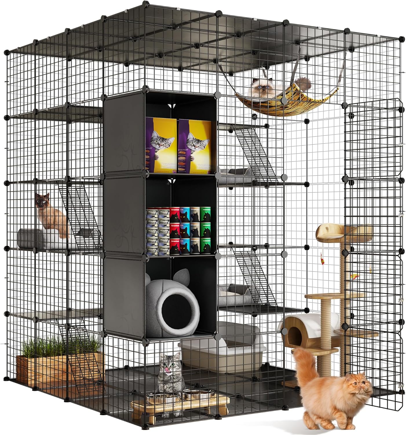 YITAHOME Cat Cage Indoor Large with Storage Cube DIY Outdoor Cat Enclosures Meta...