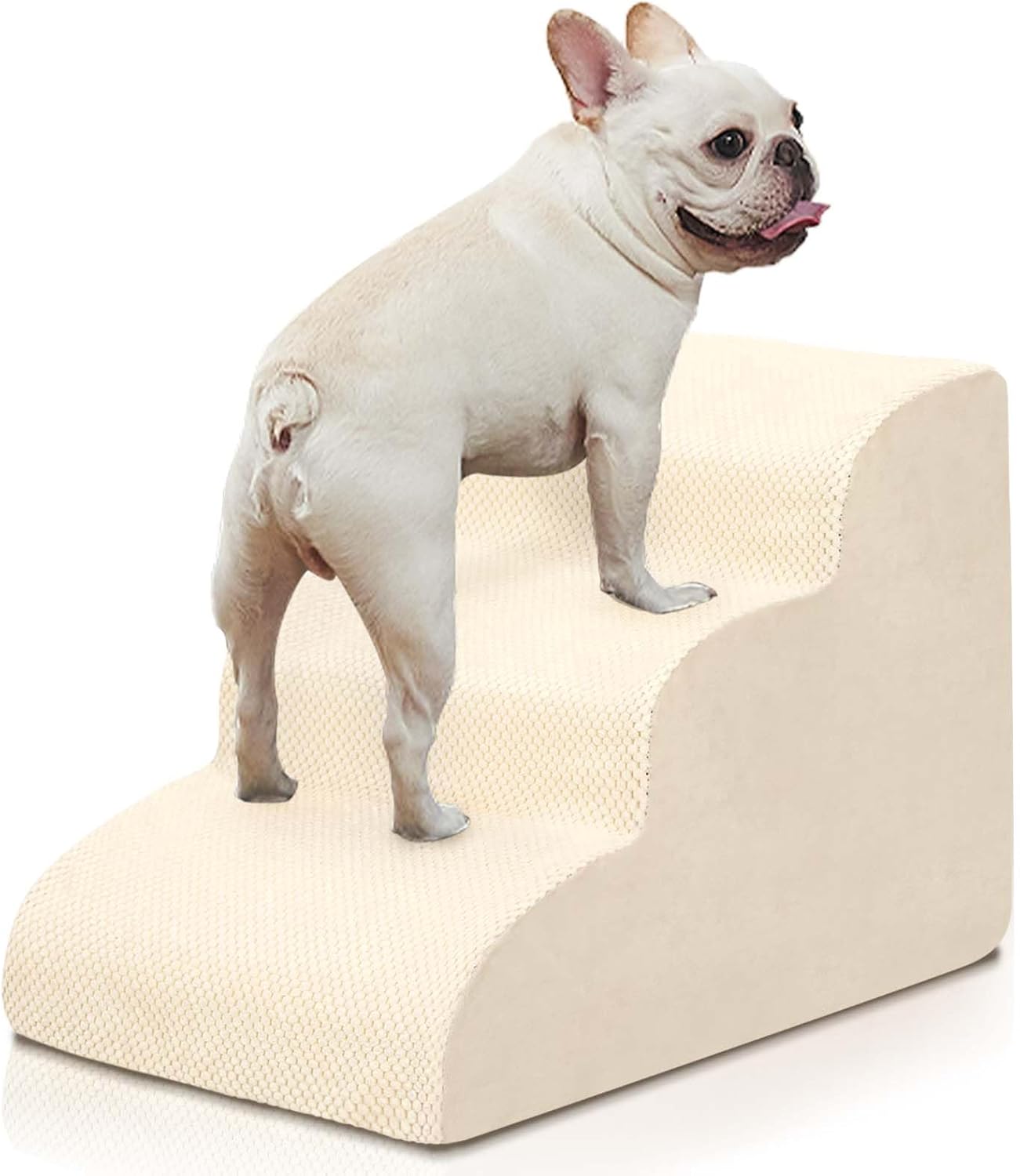 BOMOVA Dog Stairs for Small Dogs, 3-Step Dog Steps for Bed and Couch, High Densi...