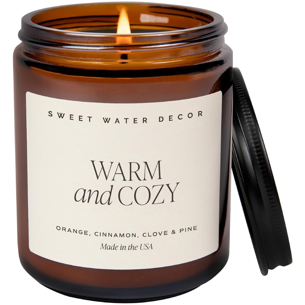 Sweet Water Decor Warm and Cozy Soy Candle - Orange Peel, Cinnamon, Ginger and C...