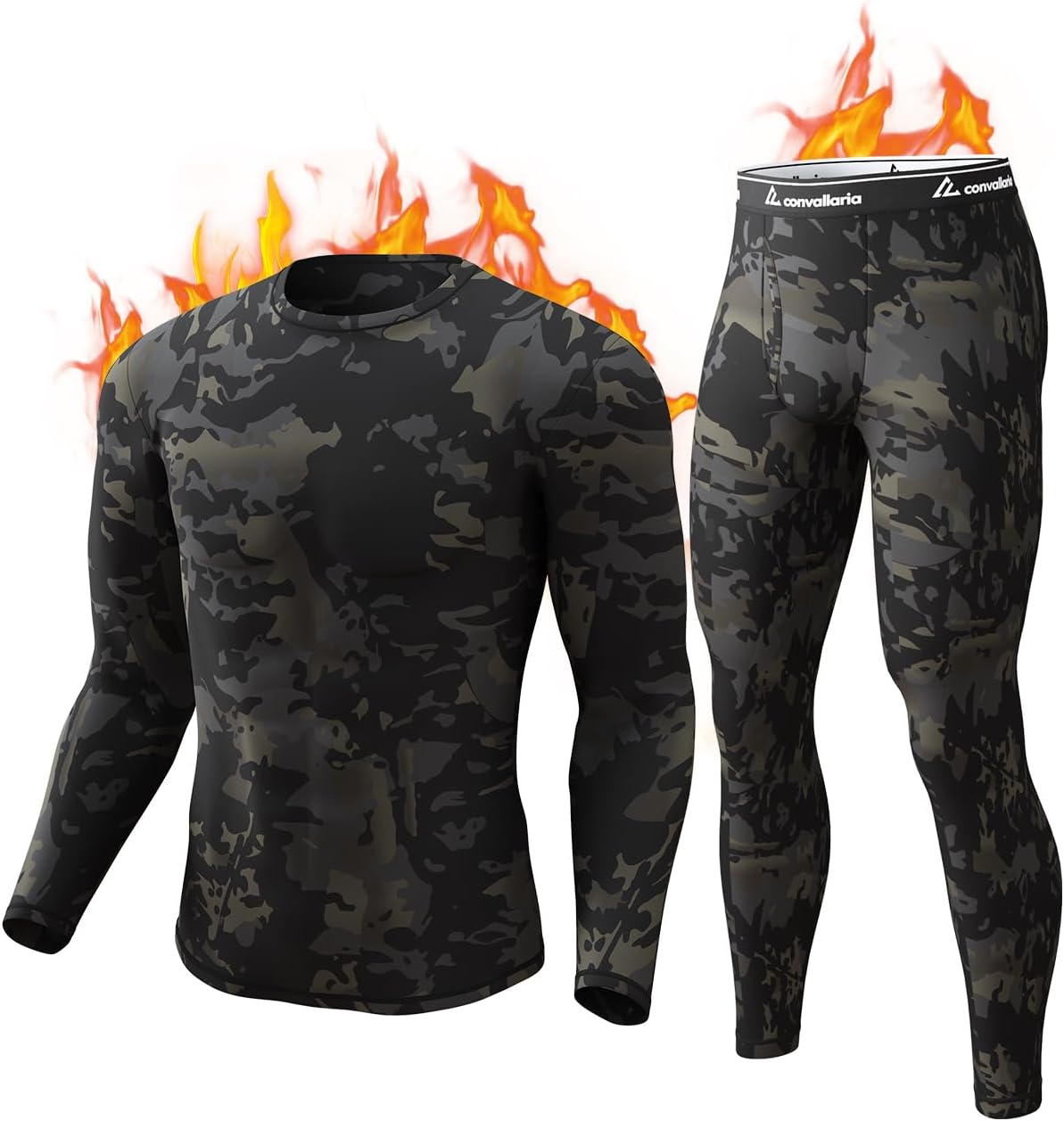CL convallaria Thermal Underwear for Mens Long Johns for Men Thermal Fleece Line...