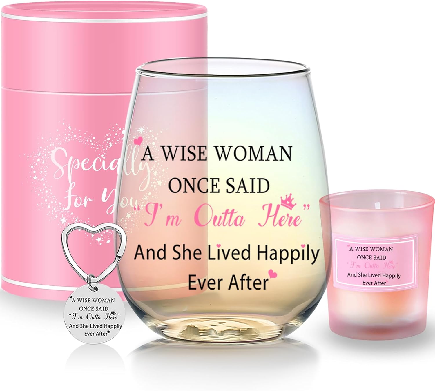 Leaving Gifts for Colleagues Iridescent Wine Glasses Retirement Gifts for Women...