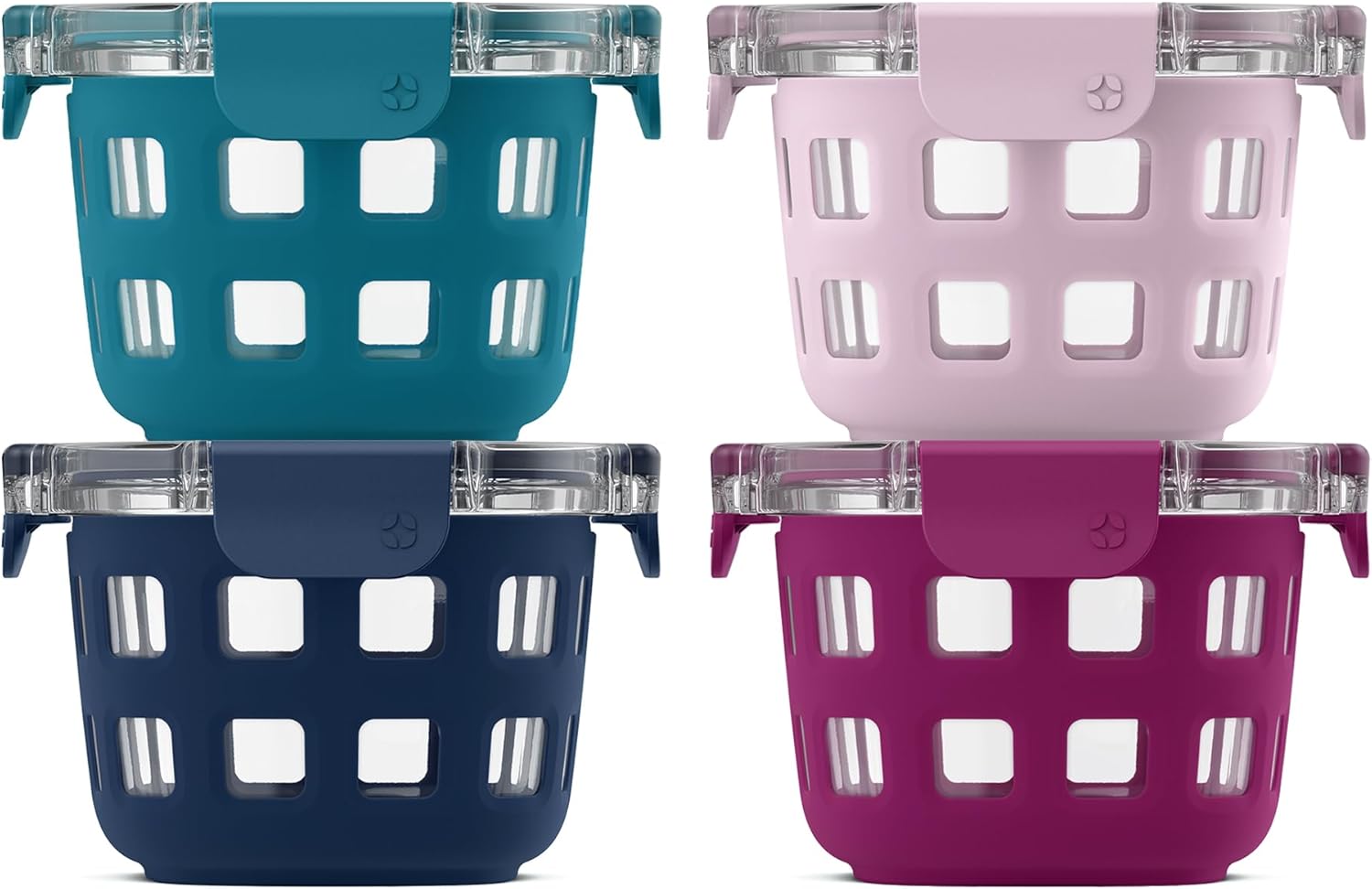 Ello Duraglass 4-Pack 2 Cup Reusable Glass Contain...