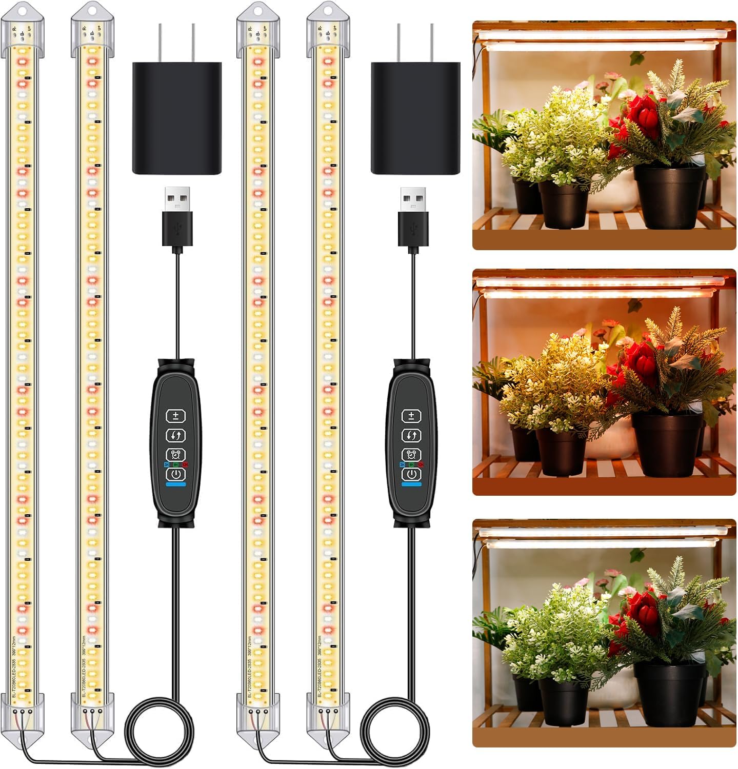 Grow Lights for Indoor Plants, 16 in Full Spectrum Plant Grow Light Strip with U...