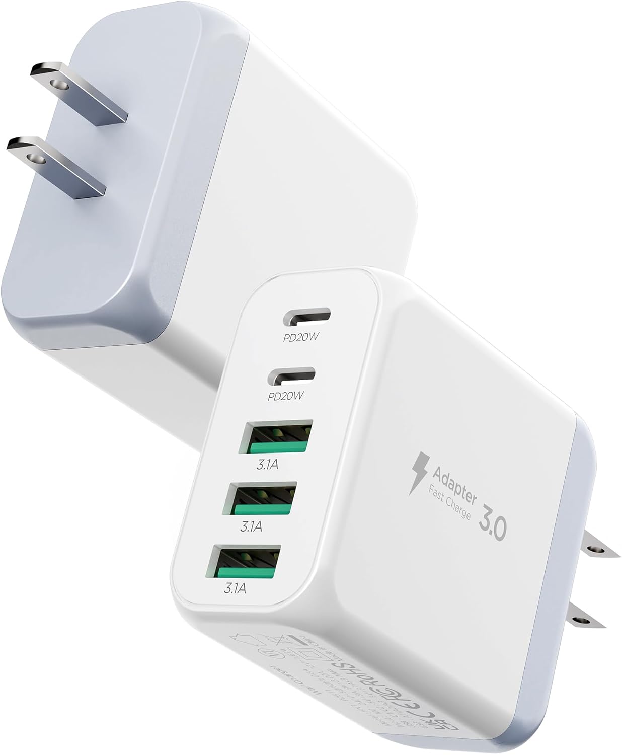 USB C Charger Block, [2-Pack] Type C Charger Fast Charging,50W 5-Port USB Wall C...