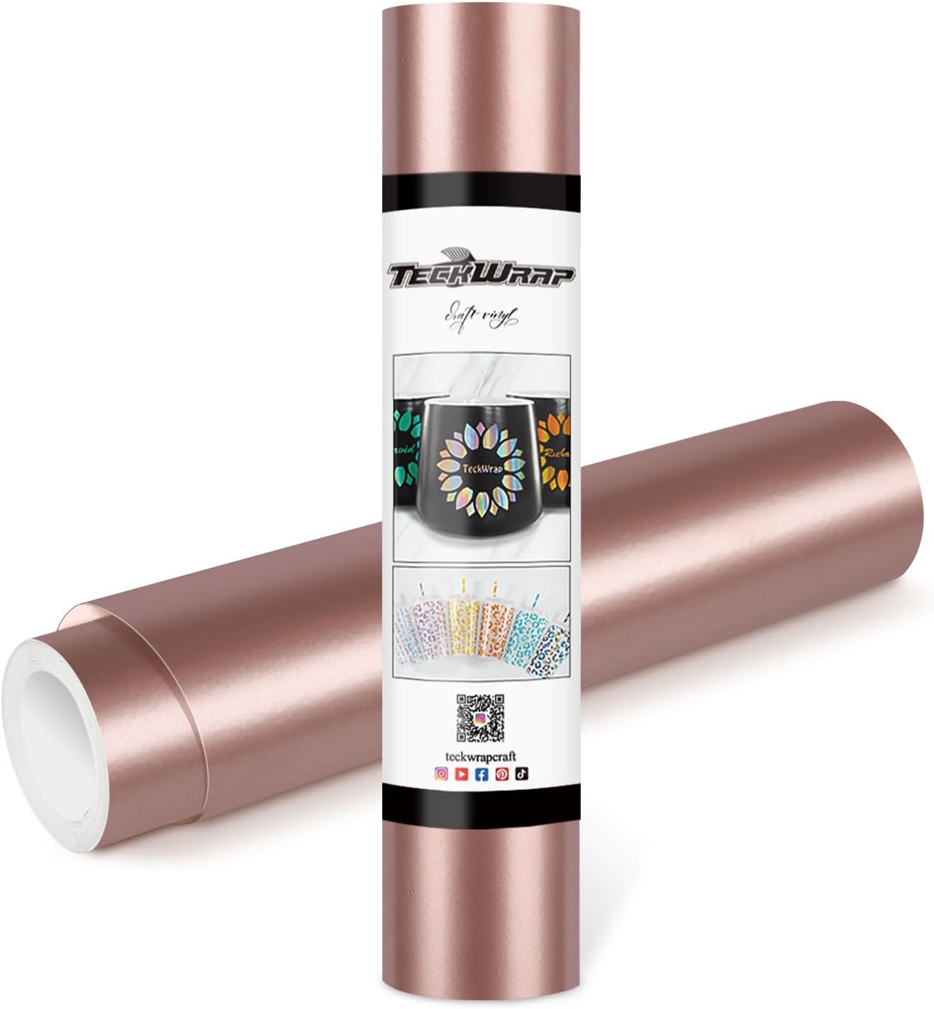 TECKWRAP Permanent Adhesive Vinyl 12" x 10ft, Glossy Rose Gold
