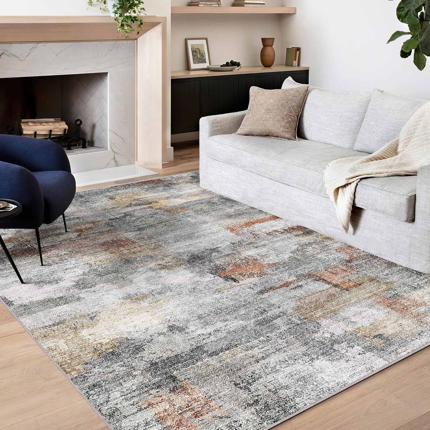 vivorug Washable Rug, Ultra Soft Area Rug 8x10, Non Slip Abstract Rug Foldable,...