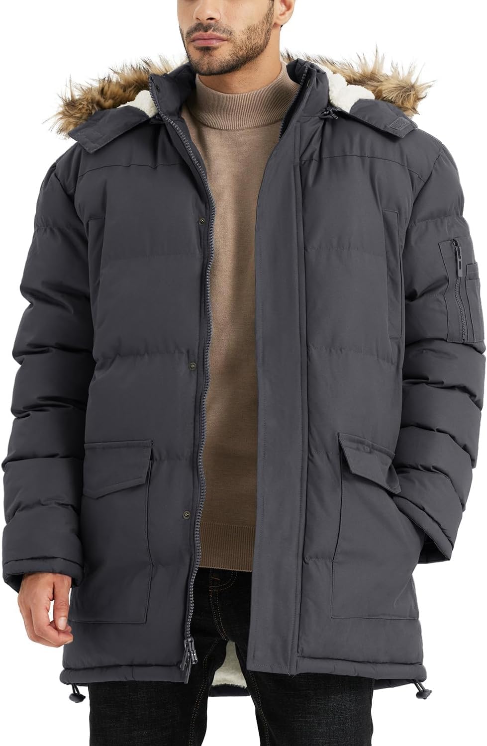 Winter Coats For Men Winter Jackets Water Resistant Warm Thicken Puffy Hooded In...
